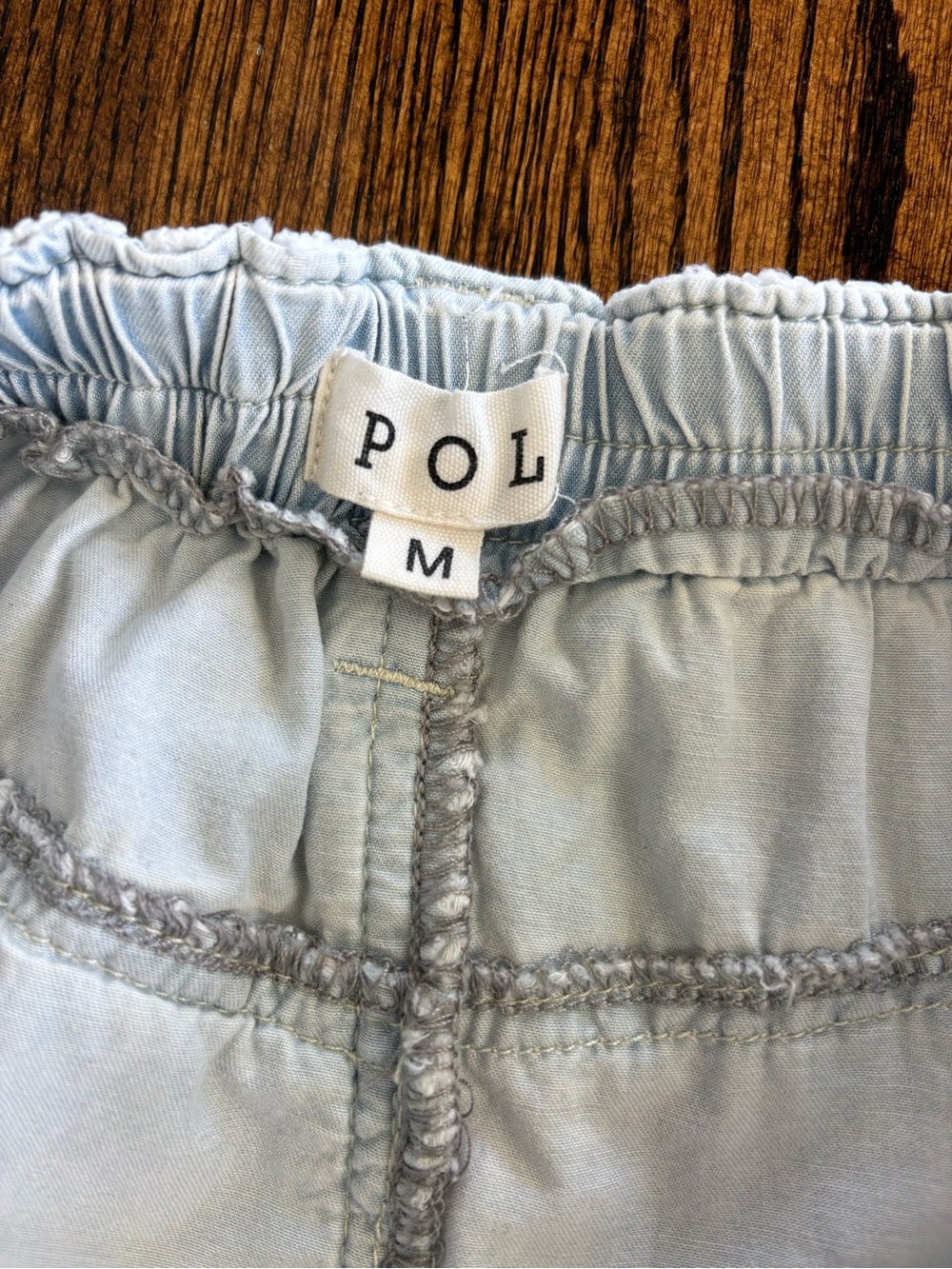 POL Lace Light Wash Denim Midi Maxi Skirt Crochet Medium Boho Coastal Cowgirl - Picture 5 of 15